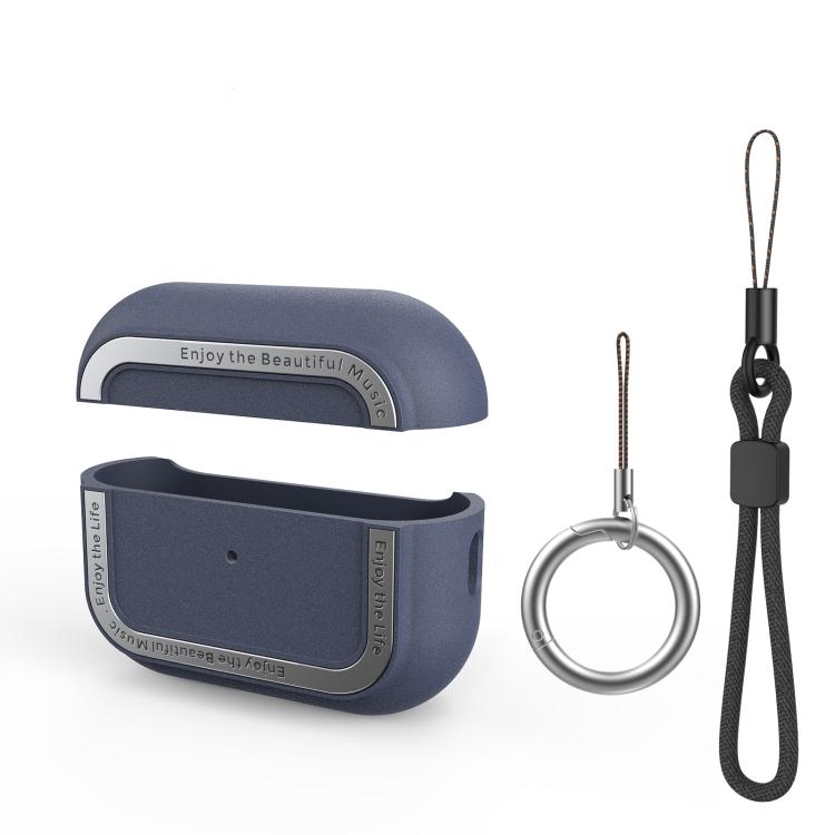 For AirPods Pro 2 AhaStyle JY09 Dual Lanyard Case TPU+Aluminum Personalized Case(Dark Blue) - free shipping - PMC TechLife - Order now!