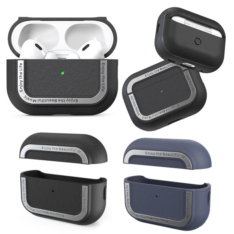 For AirPods Pro 2 AhaStyle JY09 Dual Lanyard Case TPU+Aluminum Personalized Case(Black) - free shipping - PMC TechLife - Order now!