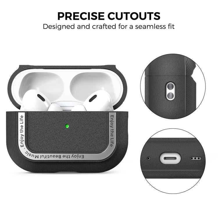 For AirPods Pro 2 AhaStyle JY09 Dual Lanyard Case TPU+Aluminum Personalized Case(Black) - free shipping - PMC TechLife - Order now!