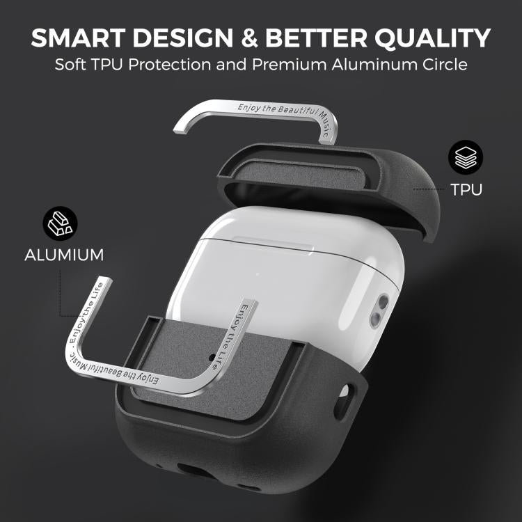 For AirPods Pro 2 AhaStyle JY09 Dual Lanyard Case TPU+Aluminum Personalized Case(Black) - free shipping - PMC TechLife - Order now!
