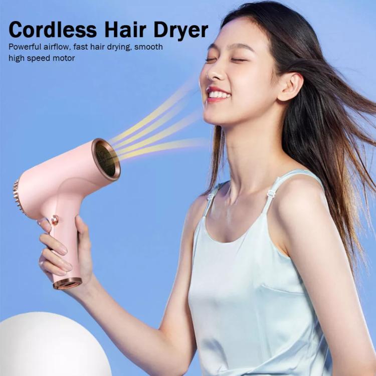 Rechargeable Wireless Hair Dryer Negative Ion Hot and Cold Wind Versatile Hairdressing Tools US Plug(Black) - free shipping - PMC TechLife - Order now!