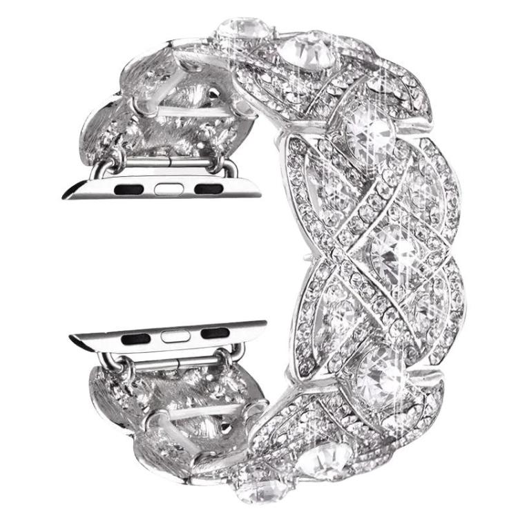 Petaled Metal Diamond Wristband Strap For Apple Watch Series 9 / 8 / 7 / 6 / SE / 5 / 4 / 3, Color: 1202 Silver(38/40/41mm) - free shipping - PMC TechLife - Order now!
