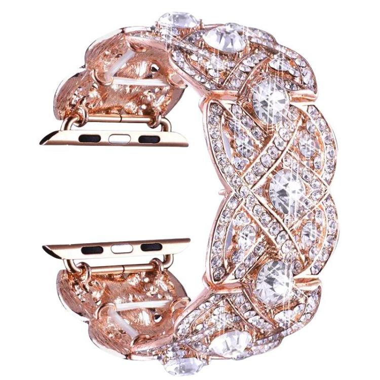Petaled Metal Diamond Wristband Strap For Apple Watch Series 9 / 8 / 7 / 6 / SE / 5 / 4 / 3, Color: 1202 Rose Gold(38/40/41mm) - free shipping - PMC TechLife - Order now!