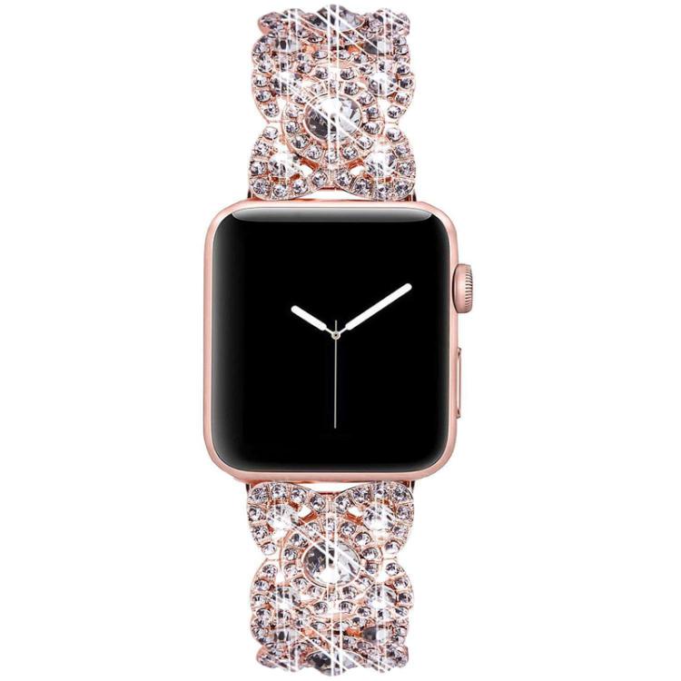Petaled Metal Diamond Wristband Strap For Apple Watch Series 9 / 8 / 7 / 6 / SE / 5 / 4 / 3, Color: 1202 Rose Gold(42/44/45/49mm) - free shipping - PMC TechLife - Order now!