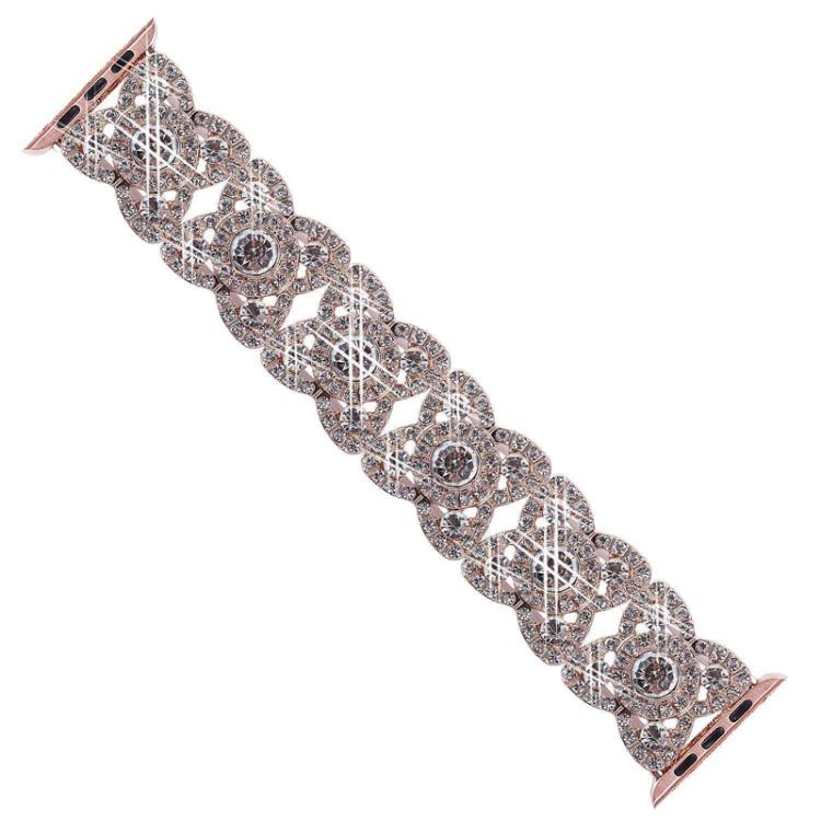 Petaled Metal Diamond Wristband Strap For Apple Watch Series 9 / 8 / 7 / 6 / SE / 5 / 4 / 3, Color: 1202 Silver(42/44/45/49mm) - free shipping - PMC TechLife - Order now!