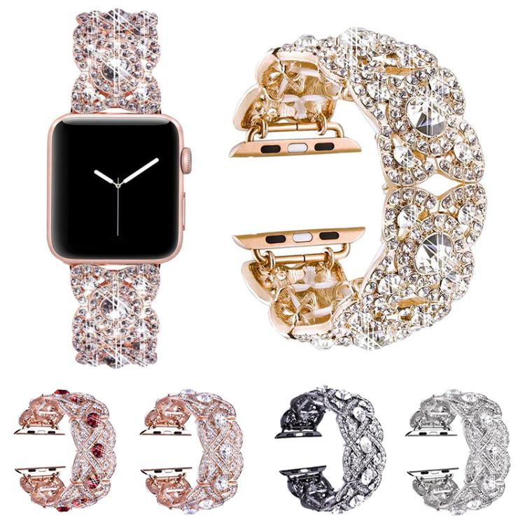 Petaled Metal Diamond Wristband Strap For Apple Watch Series 9 / 8 / 7 / 6 / SE / 5 / 4 / 3, Color: 1215 Silver(42/44/45/49mm) - free shipping - PMC TechLife - Order now!
