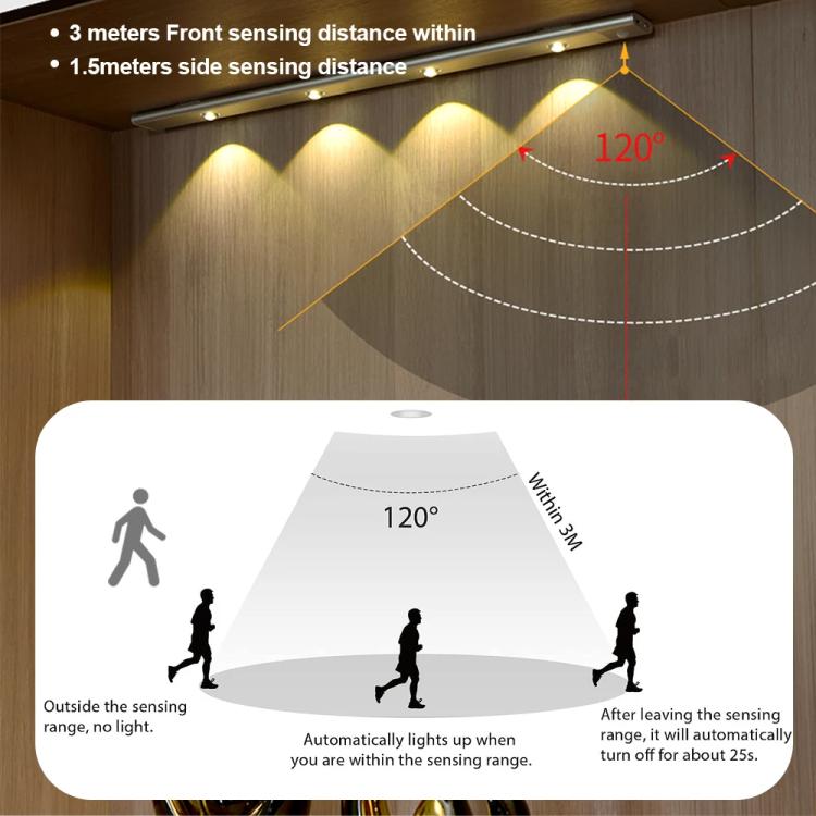 60cm Rechargeable Motion Sensor Light Bar Cabinet Wardrobe Lamp With Remote Control(Silver) - free shipping - PMc TechLife - Order now!