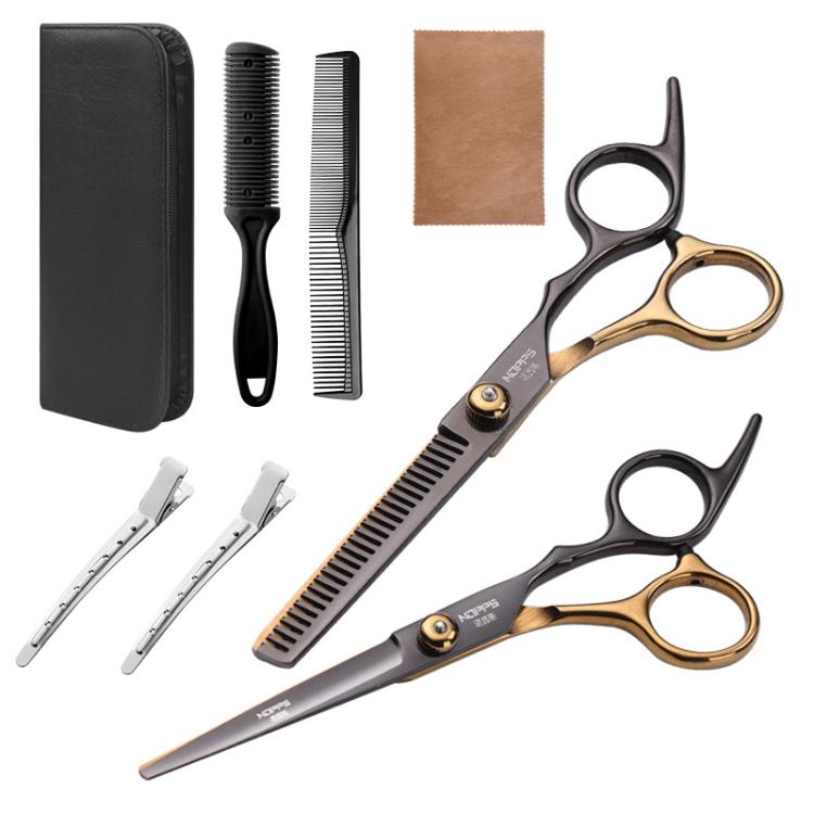 Stainless Steel Haircutting Scissors Set Hair Cutting Tools, Spec: 8-in-1 Black Gold - free shipping - PMC TechLife - Order now!