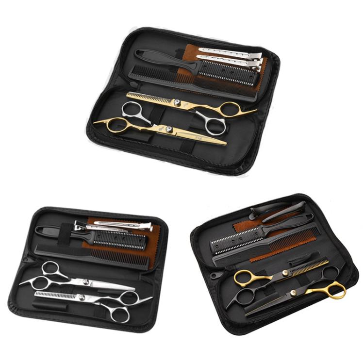 Stainless Steel Haircutting Scissors Set Hair Cutting Tools, Spec: 8-in-1 Black Gold - free shipping - PMC TechLife - Order now!