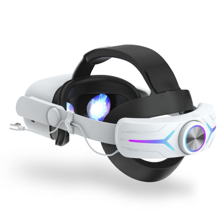 For Meta Quest 2 VR RGB Head Strap Adjustable Headband Built-in 8000 mAh Battery(Gaming White) - VR Accessories by PMc TechLife | Online Shopping South Africa | PMc TechLife | Buy Now Pay Later Mobicred