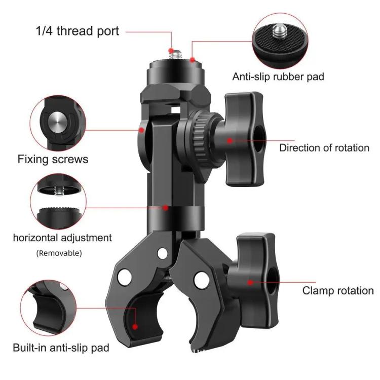 Camera Clip Motorcycle Bicycle Handlebar Crab Clamp For Sports Camera With Adapter - free shipping - PMC TechLife - Order now!