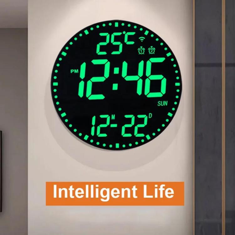 Wifi App Control LED Digital Wall Clock With RGB Light Multi-Functional Alarm Clock(Black Shell Colth Surface) - Wall Clock by PMc TechLife | Online Shopping South Africa | PMc TechLife | Buy Now Pay Later Mobicred