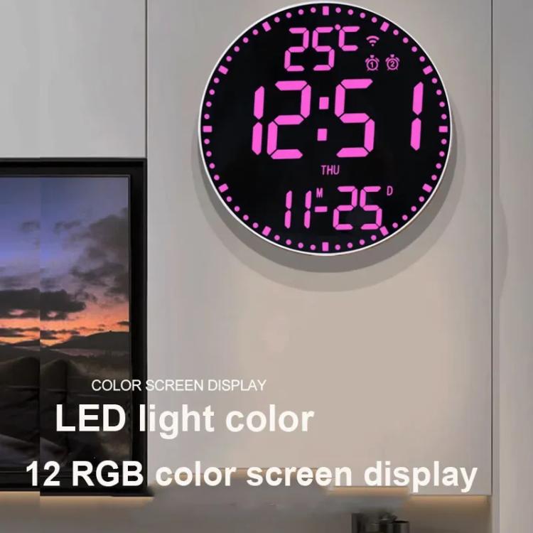 Wifi App Control LED Digital Wall Clock With RGB Light Multi-Functional Alarm Clock(Black Shell Colth Surface) - Wall Clock by PMc TechLife | Online Shopping South Africa | PMc TechLife | Buy Now Pay Later Mobicred