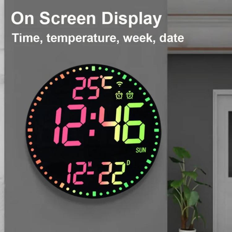 Wifi App Control LED Digital Wall Clock With RGB Light Multi-Functional Alarm Clock(White Shell Black Surface) - Wall Clock by PMc TechLife | Online Shopping South Africa | PMc TechLife | Buy Now Pay Later Mobicred