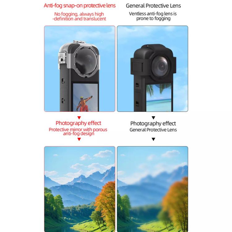 For Insta360 X4 HEPAIL AC37 Lens Anti-fog Snap-on Protective Mirror Front and Rear Lens Protectors - free shipping - PMC TechLife - Order now!