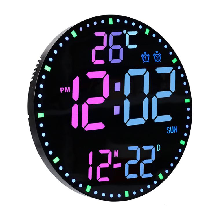 11.6-Inch RGB Wall Clock With Remote Control Multi-Functional Alarm Clock Bamboo+Bamboo - Wall Clock by PMc TechLife | Online Shopping South Africa | PMc TechLife | Buy Now Pay Later Mobicred