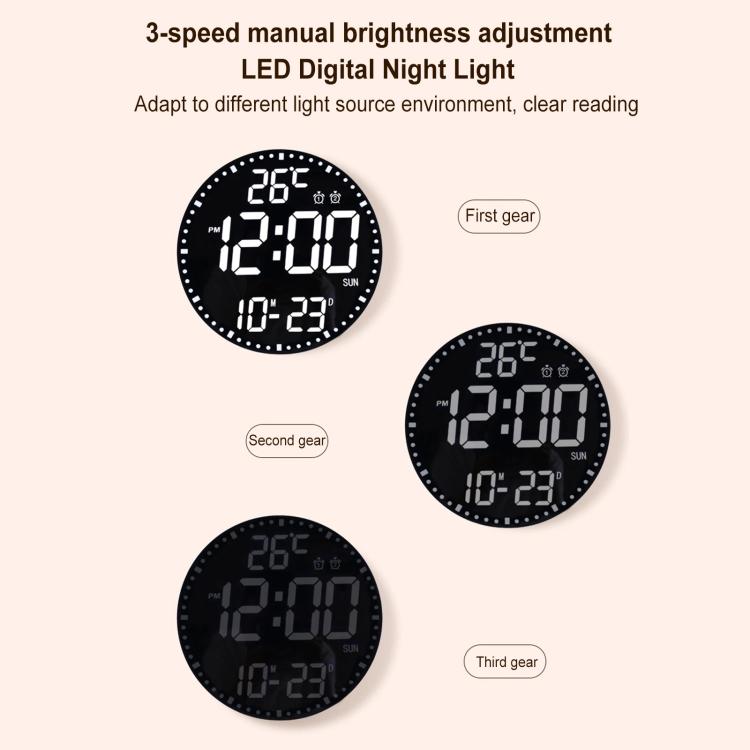 11.6-Inch RGB Wall Clock With Remote Control Multi-Functional Alarm Clock Bamboo+Cloth - Wall Clock by PMc TechLife | Online Shopping South Africa | PMc TechLife | Buy Now Pay Later Mobicred