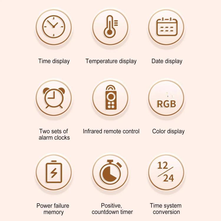 11.6-Inch RGB Wall Clock With Remote Control Multi-Functional Alarm Clock  Black+Cloth - Wall Clock by PMc TechLife | Online Shopping South Africa | PMc TechLife | Buy Now Pay Later Mobicred