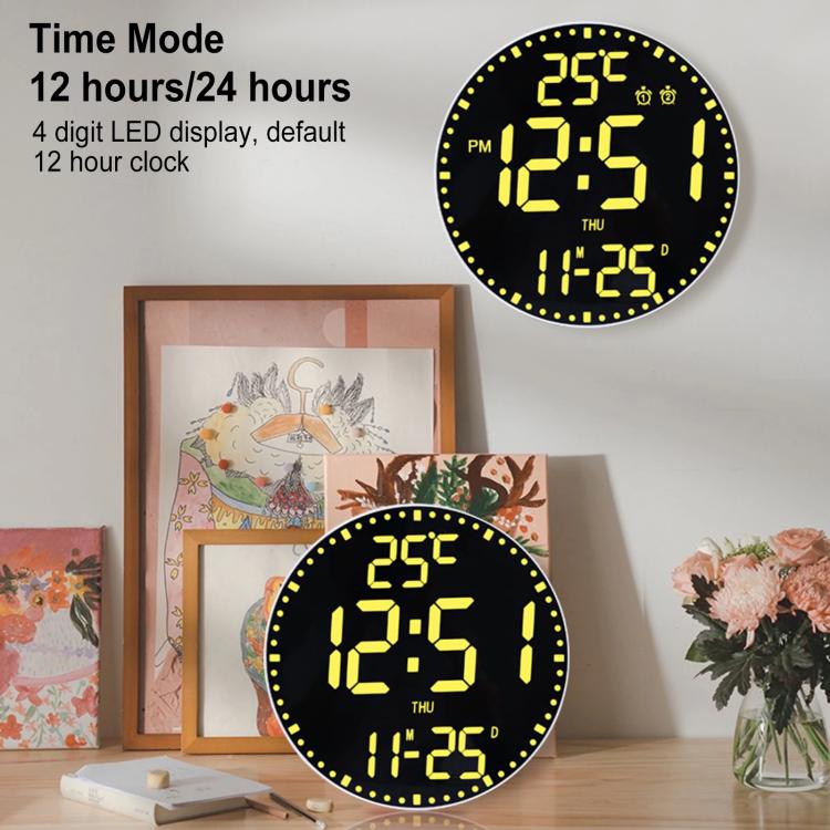 11.6-Inch RGB Wall Clock With Remote Control Multi-Functional Alarm Clock White+Black - Wall Clock by PMc TechLife | Online Shopping South Africa | PMc TechLife | Buy Now Pay Later Mobicred