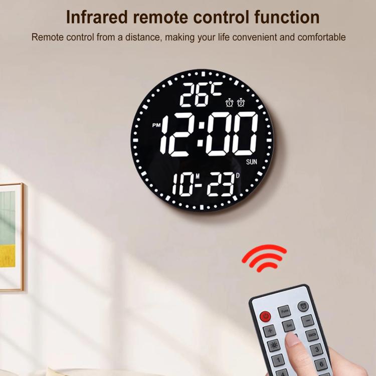 11.6-Inch RGB Wall Clock With Remote Control Multi-Functional Alarm Clock Bamboo+Cloth - Wall Clock by PMc TechLife | Online Shopping South Africa | PMc TechLife | Buy Now Pay Later Mobicred
