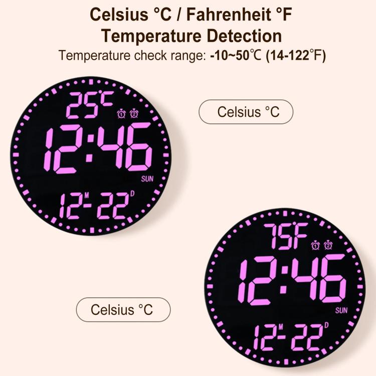 11.6-Inch RGB Wall Clock With Remote Control Multi-Functional Alarm Clock White+Black - Wall Clock by PMc TechLife | Online Shopping South Africa | PMc TechLife | Buy Now Pay Later Mobicred