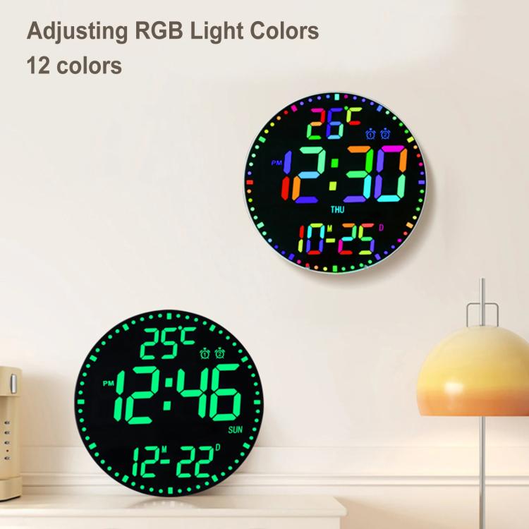 11.6-Inch RGB Wall Clock With Remote Control Multi-Functional Alarm Clock White+Black - Wall Clock by PMc TechLife | Online Shopping South Africa | PMc TechLife | Buy Now Pay Later Mobicred