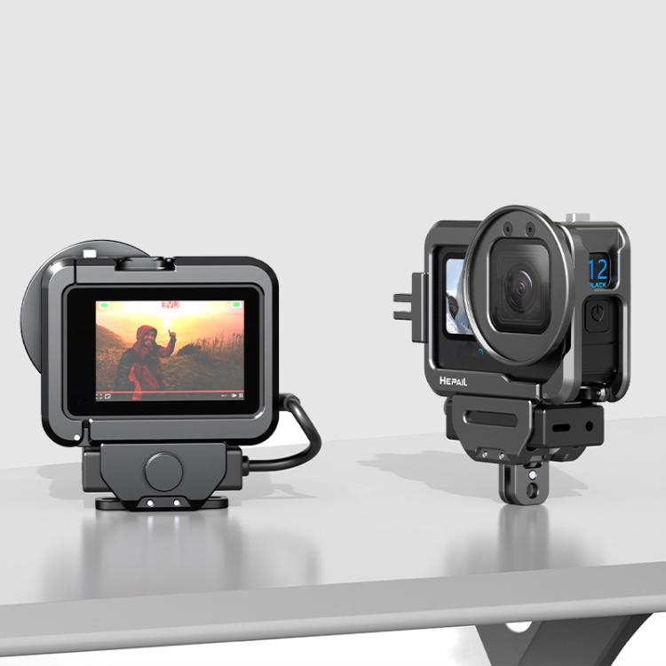 For GoPro HERO12 Black /11 Black /10 Black /9 Black HEPAIL C-G12 Metal Rabbit Cage With Dual Cold Shoe Connector - free shipping - PMC TechLife - Order now!