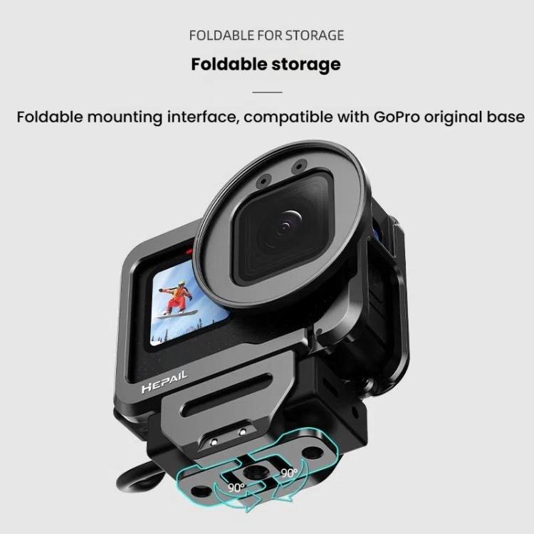 For GoPro HERO12 Black /11 Black /10 Black /9 Black HEPAIL C-G12 Metal Rabbit Cage With Dual Cold Shoe Connector - free shipping - PMC TechLife - Order now!