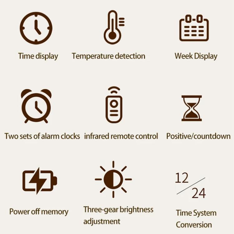 11.6-Inch White Light Wall Clock With Remote Control Multi-Functional Alarm Clock Black+Cloth - Wall Clock by PMc TechLife | Online Shopping South Africa | PMc TechLife | Buy Now Pay Later Mobicred