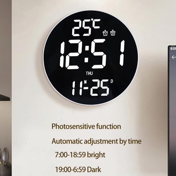11.6-Inch White Light Wall Clock With Remote Control Multi-Functional Alarm Clock Black+Cloth - Wall Clock by PMc TechLife | Online Shopping South Africa | PMc TechLife | Buy Now Pay Later Mobicred