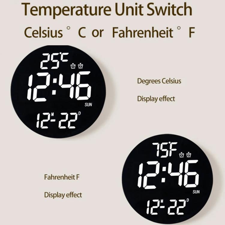 11.6-Inch White Light Wall Clock With Remote Control Multi-Functional Alarm Clock Bamboo+Black - Wall Clock by PMc TechLife | Online Shopping South Africa | PMc TechLife | Buy Now Pay Later Mobicred