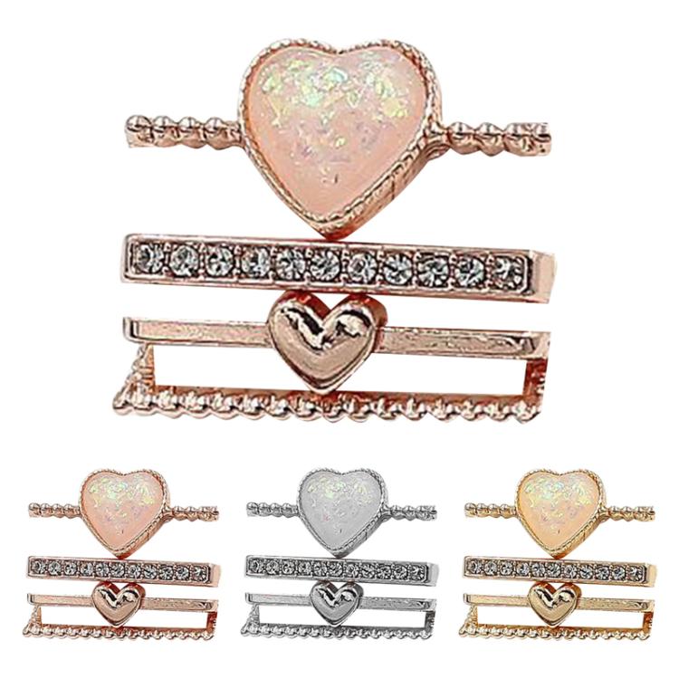 4pcs / Set 21mm Width Smart Watch Silicone Band Heart Decorative Ring Metal Accessories(Rose Gold) - Watch Decorations by PMC TechLife | Online Shopping South Africa | PMC TechLife | Buy Now Pay Later Mobicred