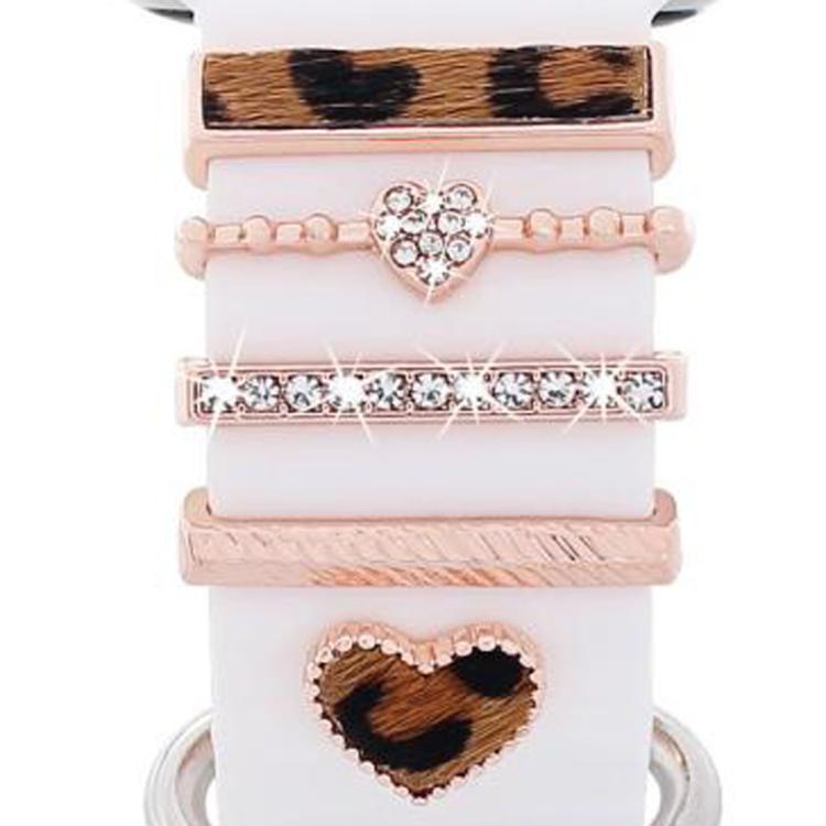 5pcs / Set 20mm Width Smart Watch Silicone Band Decorative Ring Metal Accessories, Style: Rose Gold 4 - Watch Decorations by PMC TechLife | Online Shopping South Africa | PMC TechLife | Buy Now Pay Later Mobicred