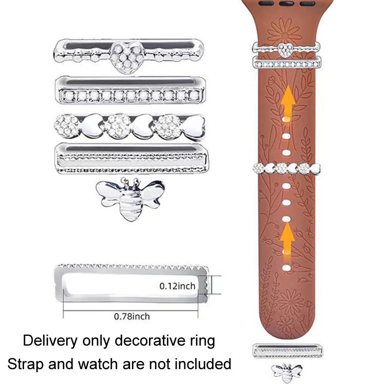 5pcs / Set 20mm Width Smart Watch Silicone Band Decorative Ring Metal Accessories, Style: Gold 7 - Watch Decorations by PMC TechLife | Online Shopping South Africa | PMC TechLife | Buy Now Pay Later Mobicred
