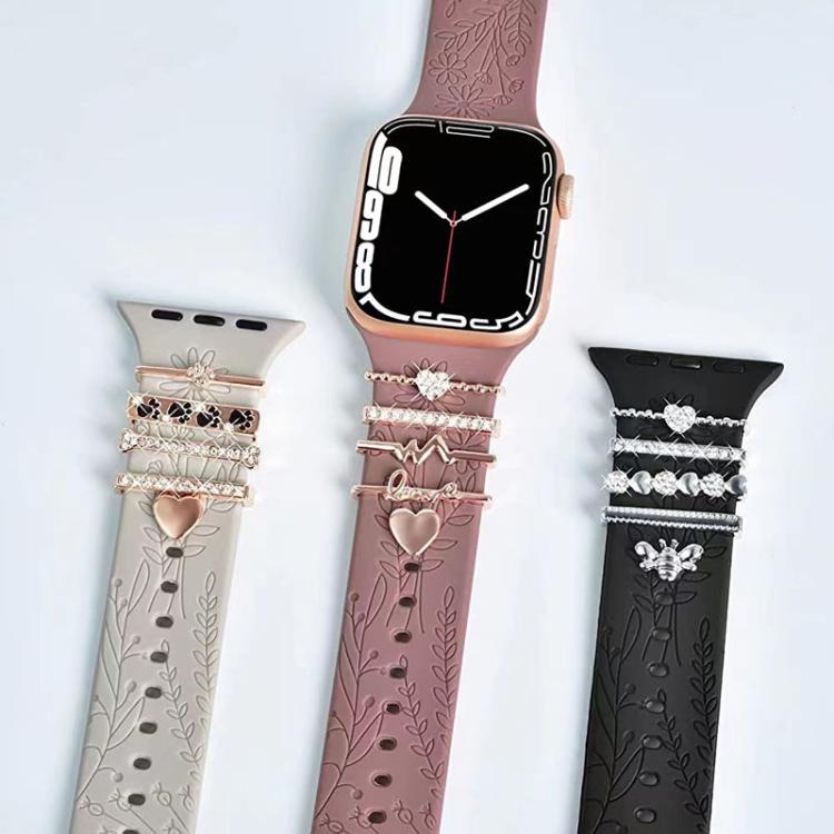 5pcs / Set 20mm Width Smart Watch Silicone Band Decorative Ring Metal Accessories, Style: Gold 9 - Watch Decorations by PMC TechLife | Online Shopping South Africa | PMC TechLife | Buy Now Pay Later Mobicred