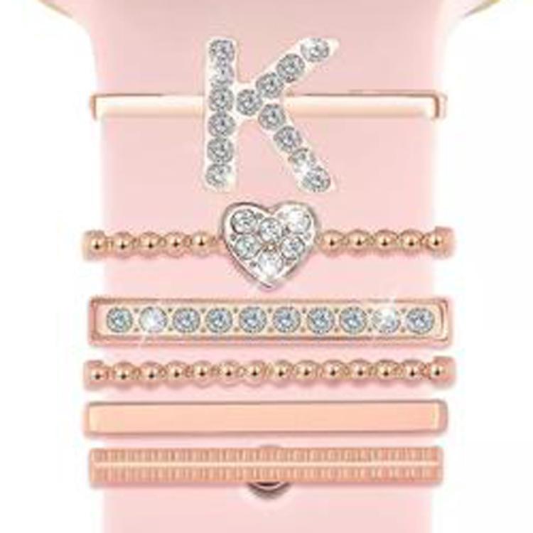 6pcs / Set Smart Watch Silicone Band Decorative Ring Metal Accessories, Size: K(Rose Gold) - Watch Decorations by PMC TechLife | Online Shopping South Africa | PMC TechLife | Buy Now Pay Later Mobicred