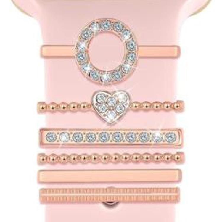 6pcs / Set Smart Watch Silicone Band Decorative Ring Metal Accessories, Size: O(Rose Gold) - Watch Decorations by PMC TechLife | Online Shopping South Africa | PMC TechLife | Buy Now Pay Later Mobicred