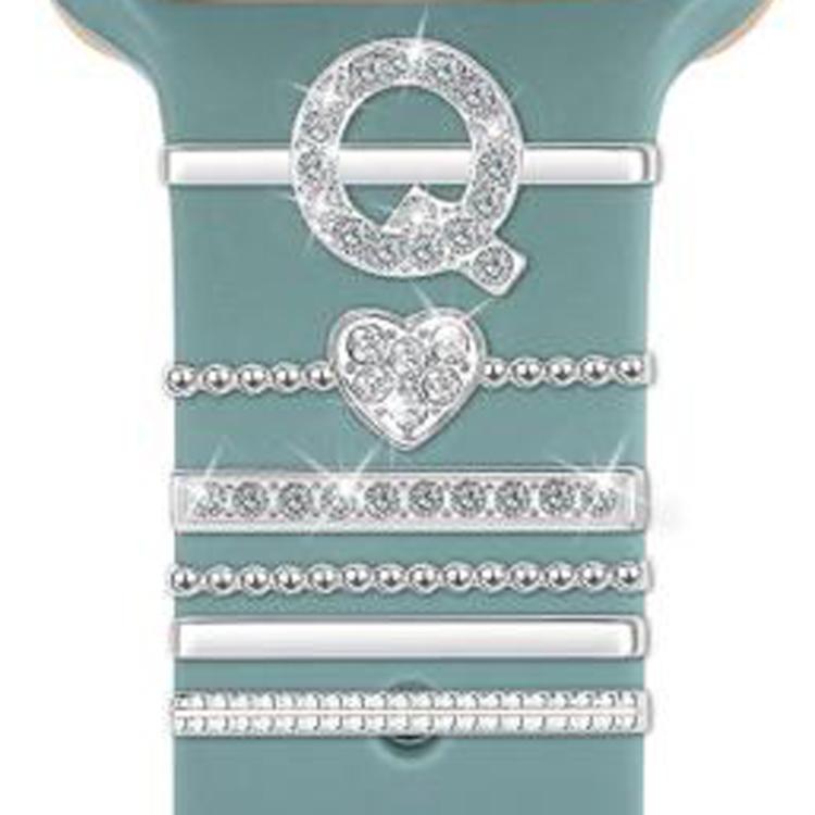 6pcs / Set Smart Watch Silicone Band Decorative Ring Metal Accessories, Size: Q(Silver) - Watch Decorations by PMC TechLife | Online Shopping South Africa | PMC TechLife | Buy Now Pay Later Mobicred