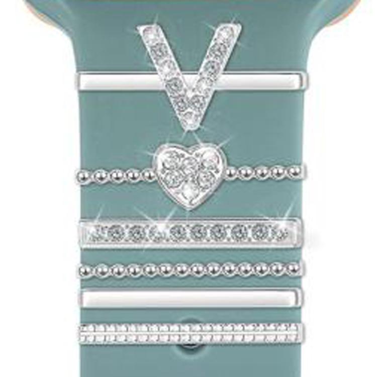 6pcs / Set Smart Watch Silicone Band Decorative Ring Metal Accessories, Size: V(Silver) - Watch Decorations by PMC TechLife | Online Shopping South Africa | PMC TechLife | Buy Now Pay Later Mobicred