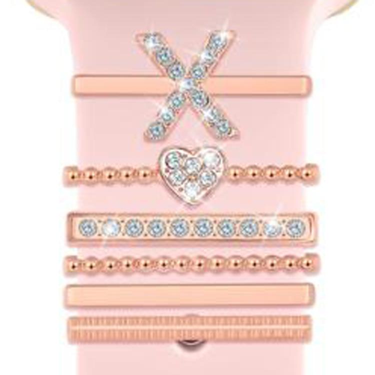 6pcs / Set Smart Watch Silicone Band Decorative Ring Metal Accessories, Size: X(Rose Gold) - Watch Decorations by PMC TechLife | Online Shopping South Africa | PMC TechLife | Buy Now Pay Later Mobicred