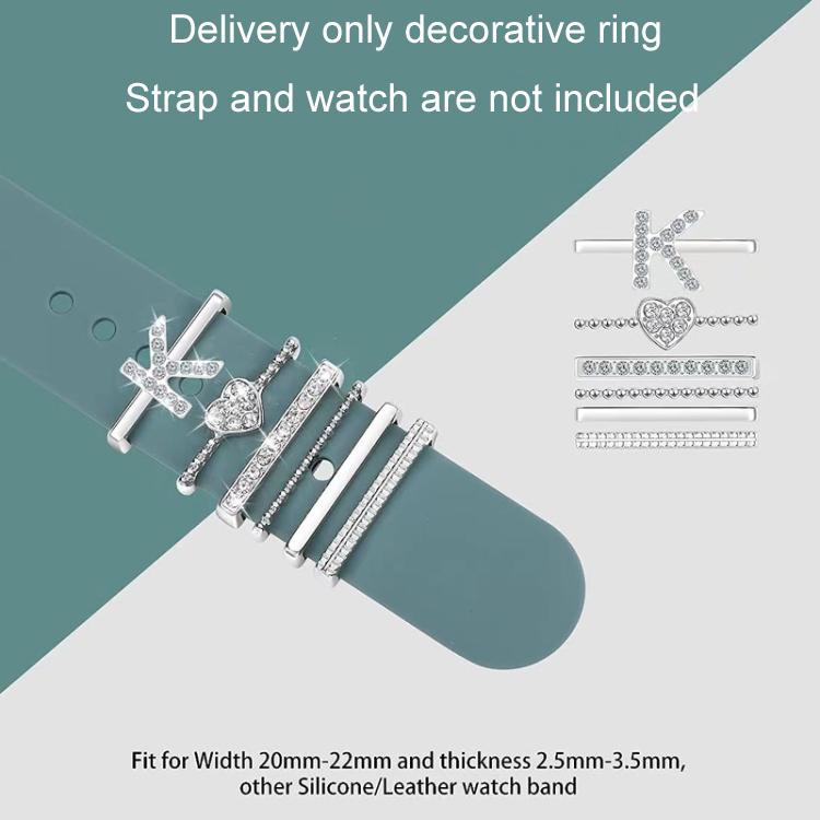 6pcs / Set Smart Watch Silicone Band Decorative Ring Metal Accessories, Size: L(Silver) - Watch Decorations by PMC TechLife | Online Shopping South Africa | PMC TechLife | Buy Now Pay Later Mobicred