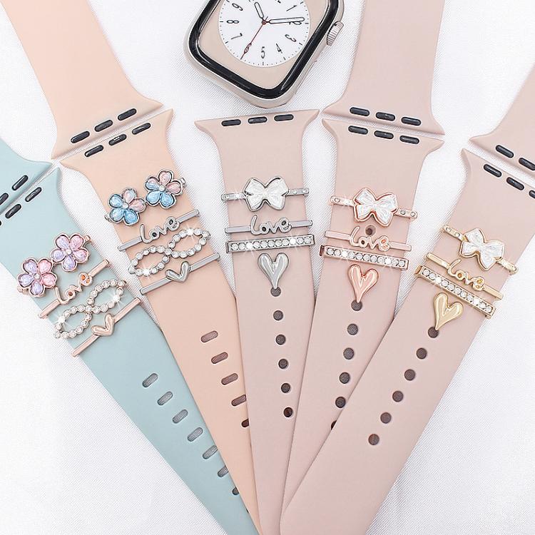 4pcs / Set 22mm Width Smart Watch Silicone Band Decorative Ring Metal Accessories(Love Heart Gold) - Watch Decorations by PMC TechLife | Online Shopping South Africa | PMC TechLife | Buy Now Pay Later Mobicred