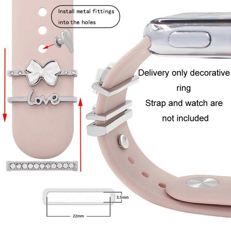 4pcs / Set 22mm Width Smart Watch Silicone Band Decorative Ring Metal Accessories(Love Heart Gold) - Watch Decorations by PMC TechLife | Online Shopping South Africa | PMC TechLife | Buy Now Pay Later Mobicred