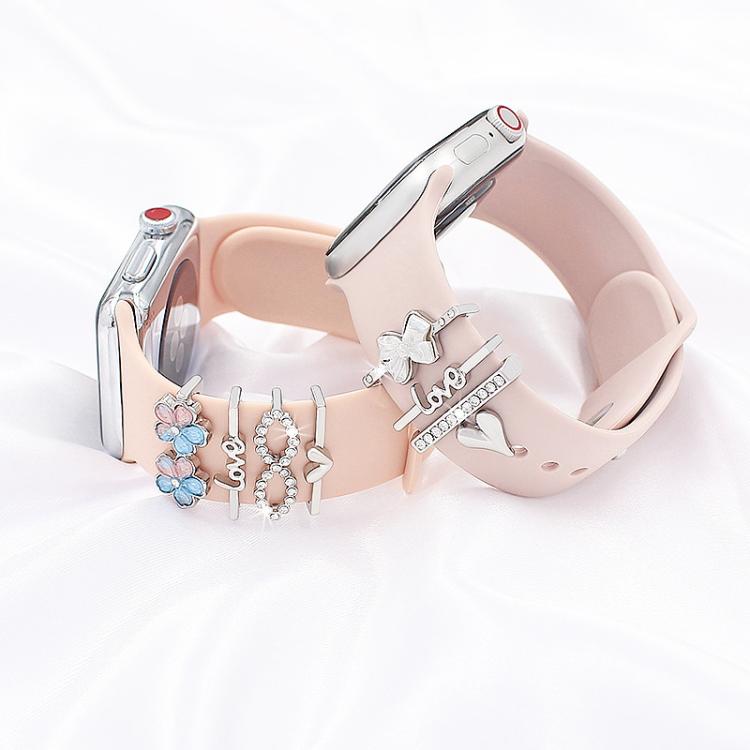 4pcs / Set 22mm Width Smart Watch Silicone Band Decorative Ring Metal Accessories(Love Heart Gold) - Watch Decorations by PMC TechLife | Online Shopping South Africa | PMC TechLife | Buy Now Pay Later Mobicred