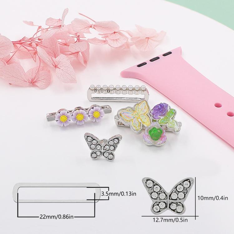 4pcs / Set 22mm Width Smart Watch Butterfly Flower Band Decorative Ring Metal Accessories, Style: 3 - Watch Decorations by PMC TechLife | Online Shopping South Africa | PMC TechLife | Buy Now Pay Later Mobicred