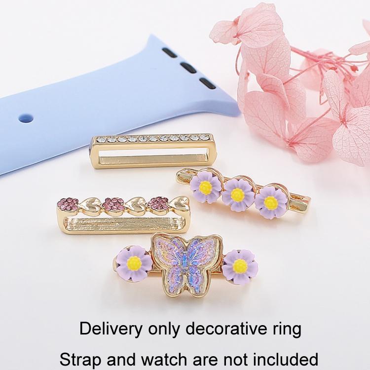 4pcs / Set 22mm Width Smart Watch Butterfly Flower Band Decorative Ring Metal Accessories, Style: 3 - Watch Decorations by PMC TechLife | Online Shopping South Africa | PMC TechLife | Buy Now Pay Later Mobicred