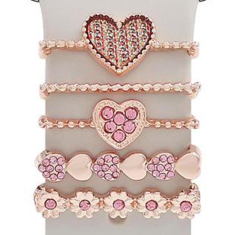 22mm Width Smart Watch Silicone Band Decorative Ring Metal Accessories, Style: Love Heart Rose Gold - free shipping - PMc TechLife - Order now!