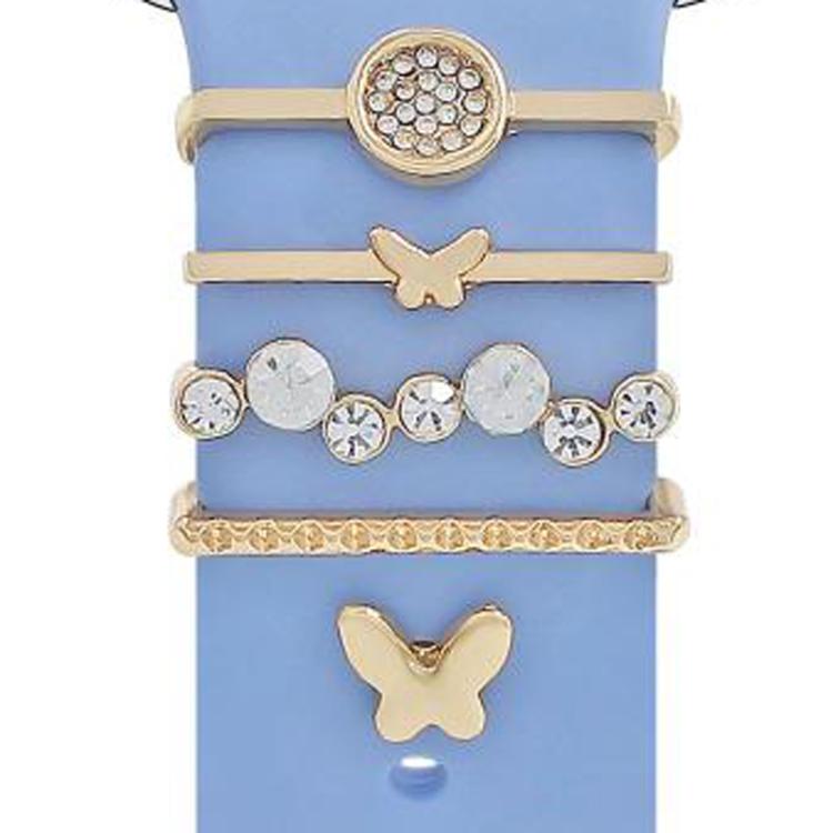 22mm Width Smart Watch Silicone Band Decorative Ring Metal Accessories, Style: Butterfly Gold - free shipping - PMc TechLife - Order now!