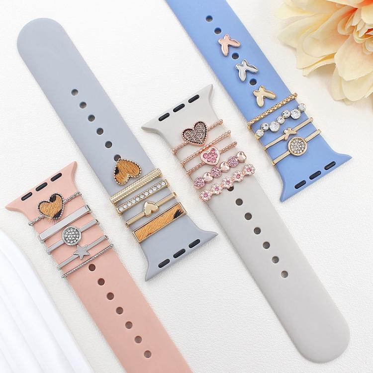 22mm Width Smart Watch Silicone Band Decorative Ring Metal Accessories, Style: LOVE Silver - free shipping - PMc TechLife - Order now!