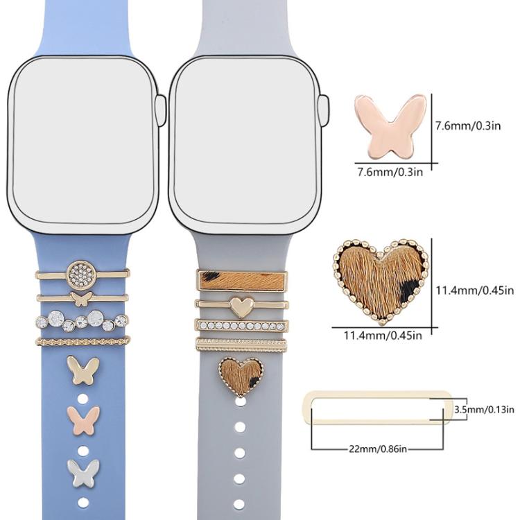 22mm Width Smart Watch Silicone Band Decorative Ring Metal Accessories, Style: LOVE Gold - free shipping - PMc TechLife - Order now!